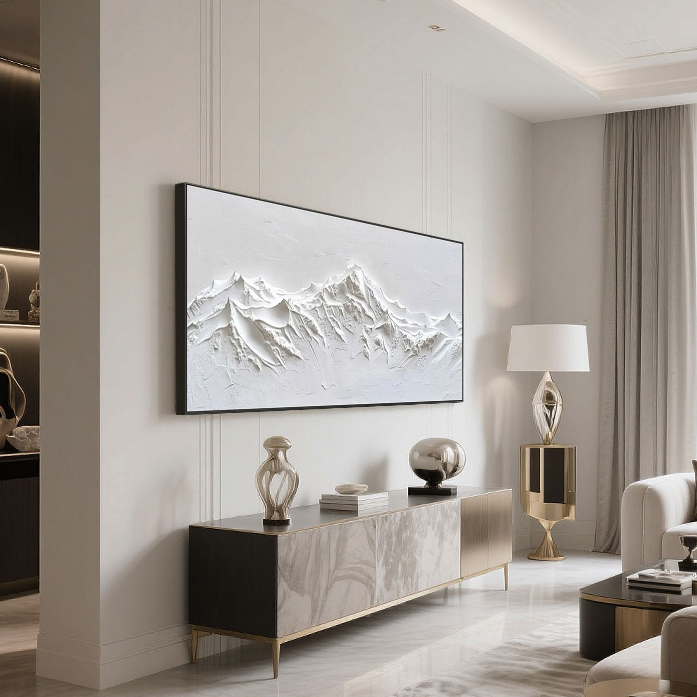 Minimalist Mountain Textured Painting - Eternal Peaks