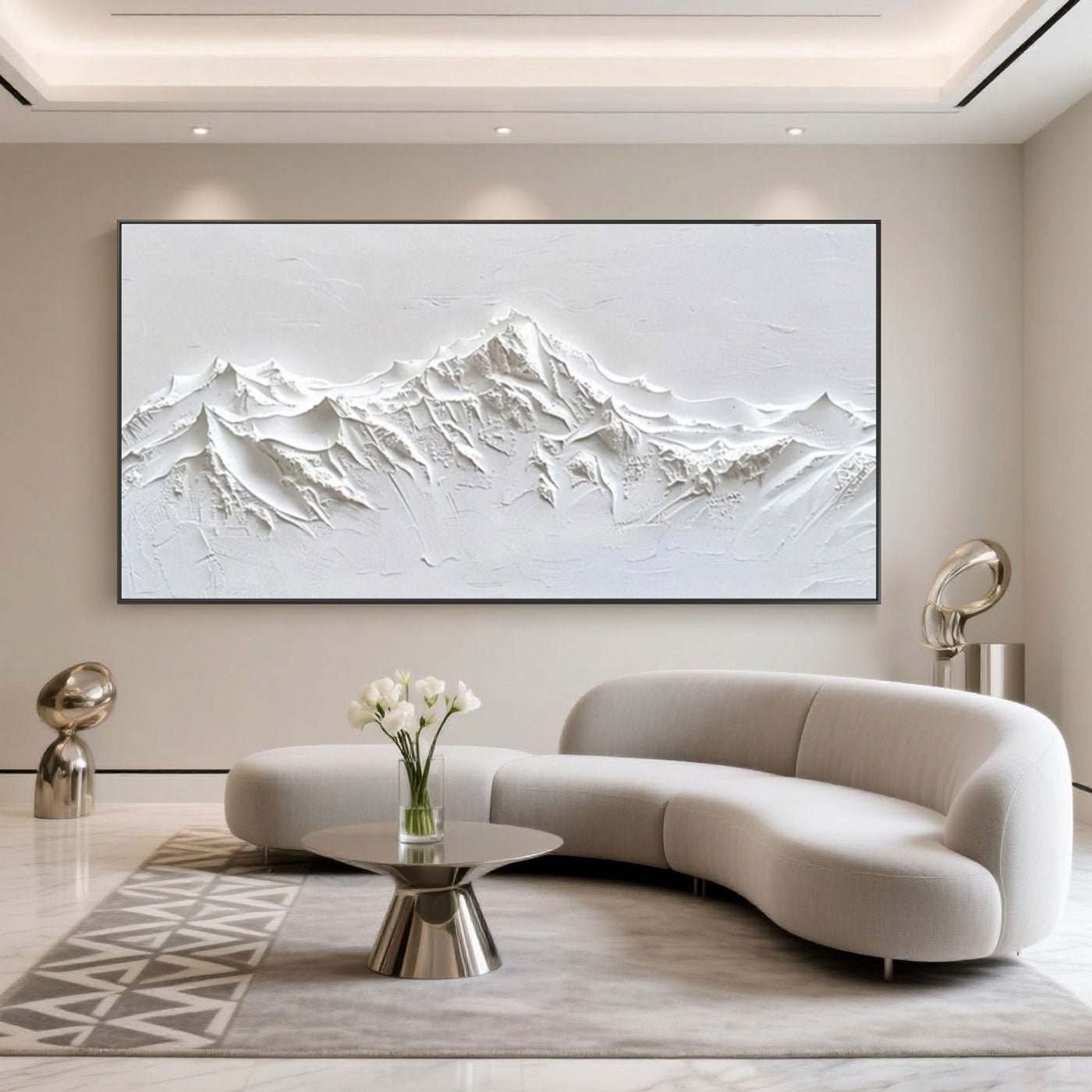 Minimalist Mountain Textured Painting - Eternal Peaks