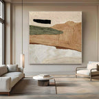 Minimalist Nature Wall Art 'Timeless Ground' - Hand-painted abstract landscape with earthy tones, textured brushstrokes, a...