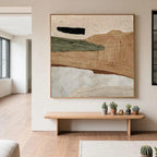 Minimalist nature wall art 'Timeless Ground' - textured abstract painting with earthy tones (beige, brown, green, white) i...