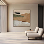 Abstract minimalist nature wall art 'Timeless Ground' with textured earth tones, hand-painted canvas painting for modern l...