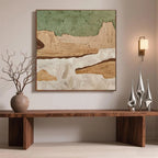 Minimalist nature wall art 'Timeless Ground' by Lumi Gallery - hand-painted canvas with textured earth tones landscape.