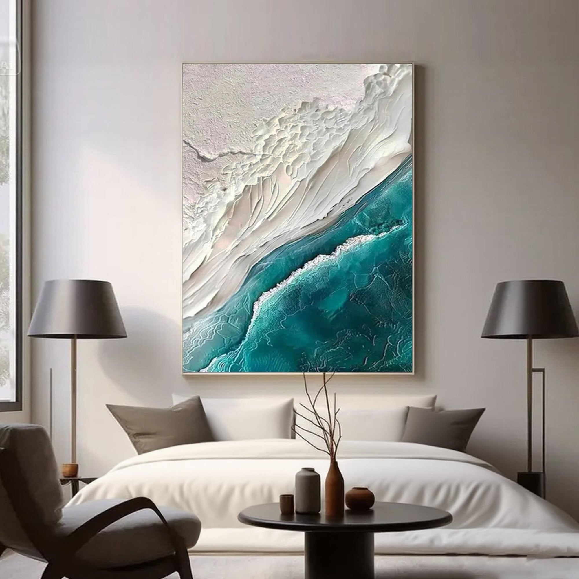 Seavara minimalist aesthetic art in a frameless stretched canvas