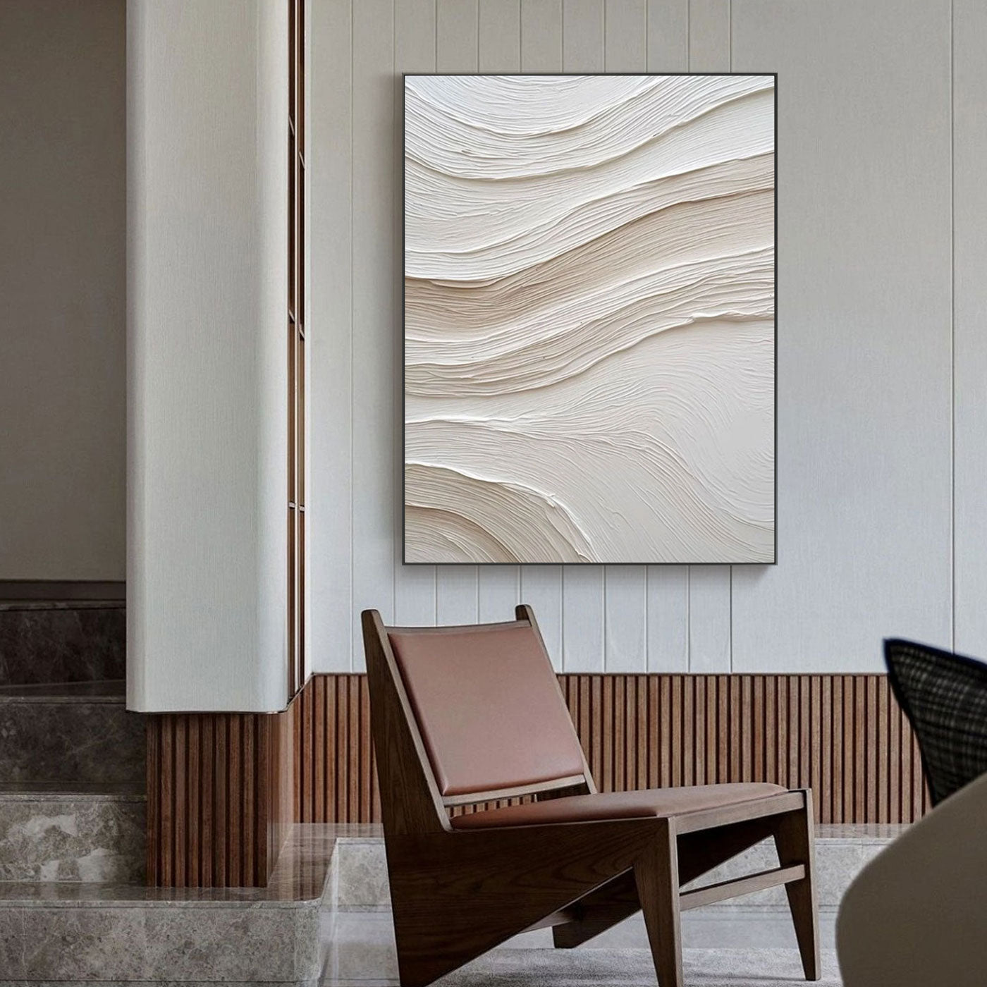 Minimalist Ocean Wave Textured Painting - Ethereal Flow