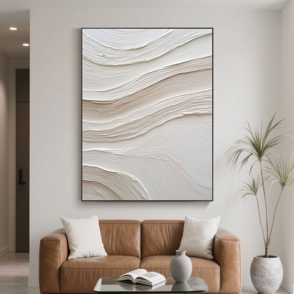 Minimalist Ocean Wave Textured Painting - Ethereal Flow