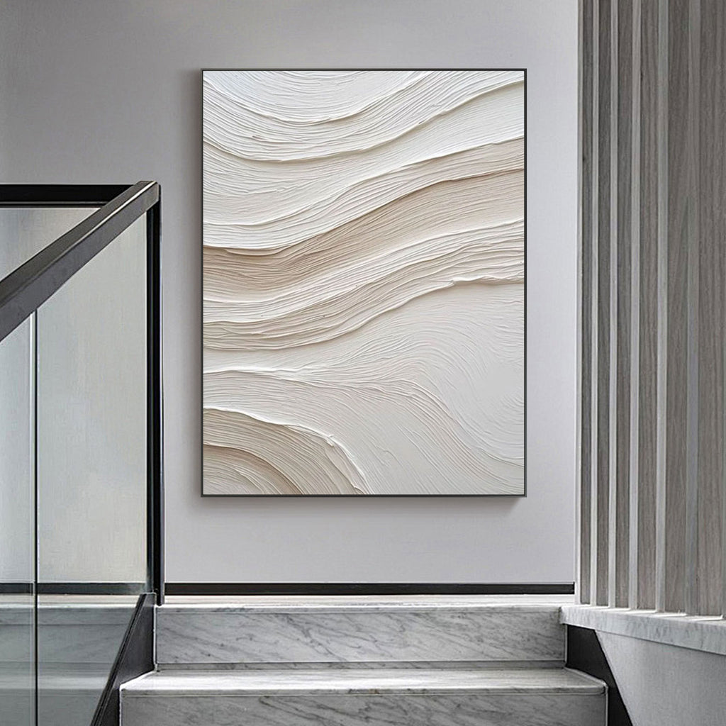 Minimalist Ocean Wave Textured Painting - Ethereal Flow