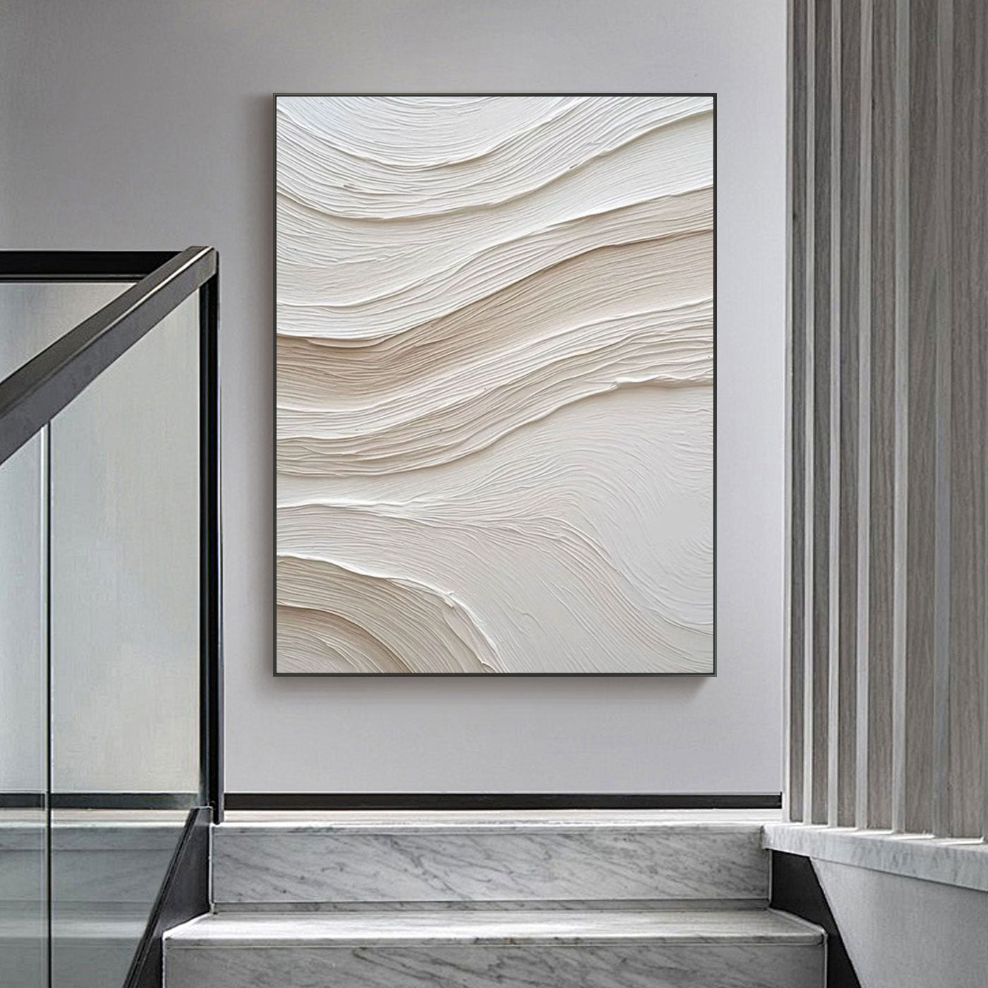 Minimalist Ocean Wave Textured Painting - Ethereal Flow