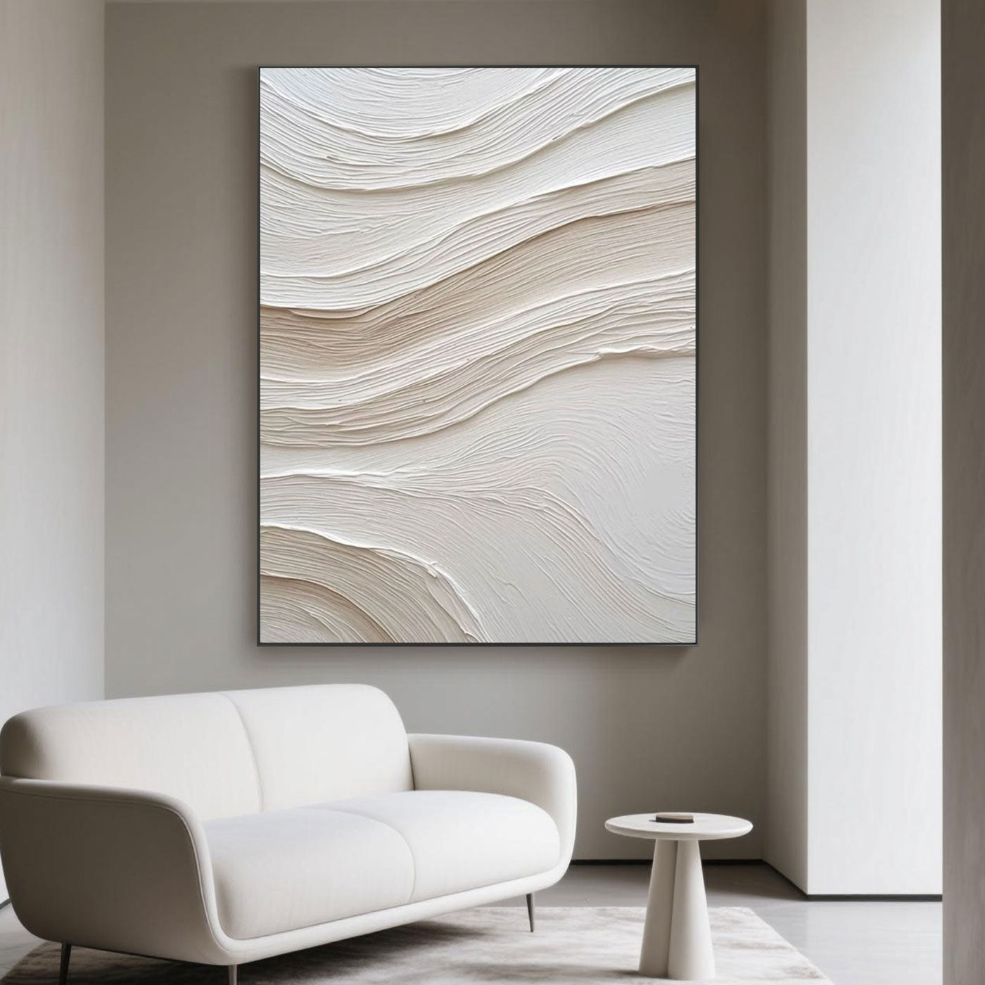 Minimalist Ocean Wave Textured Painting - Ethereal Flow