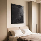 Close-up of the hand-painted texture on the black canvas art.