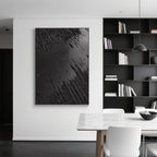 Close-up of the textured black acrylic on the Wabi-Sabi canvas art.