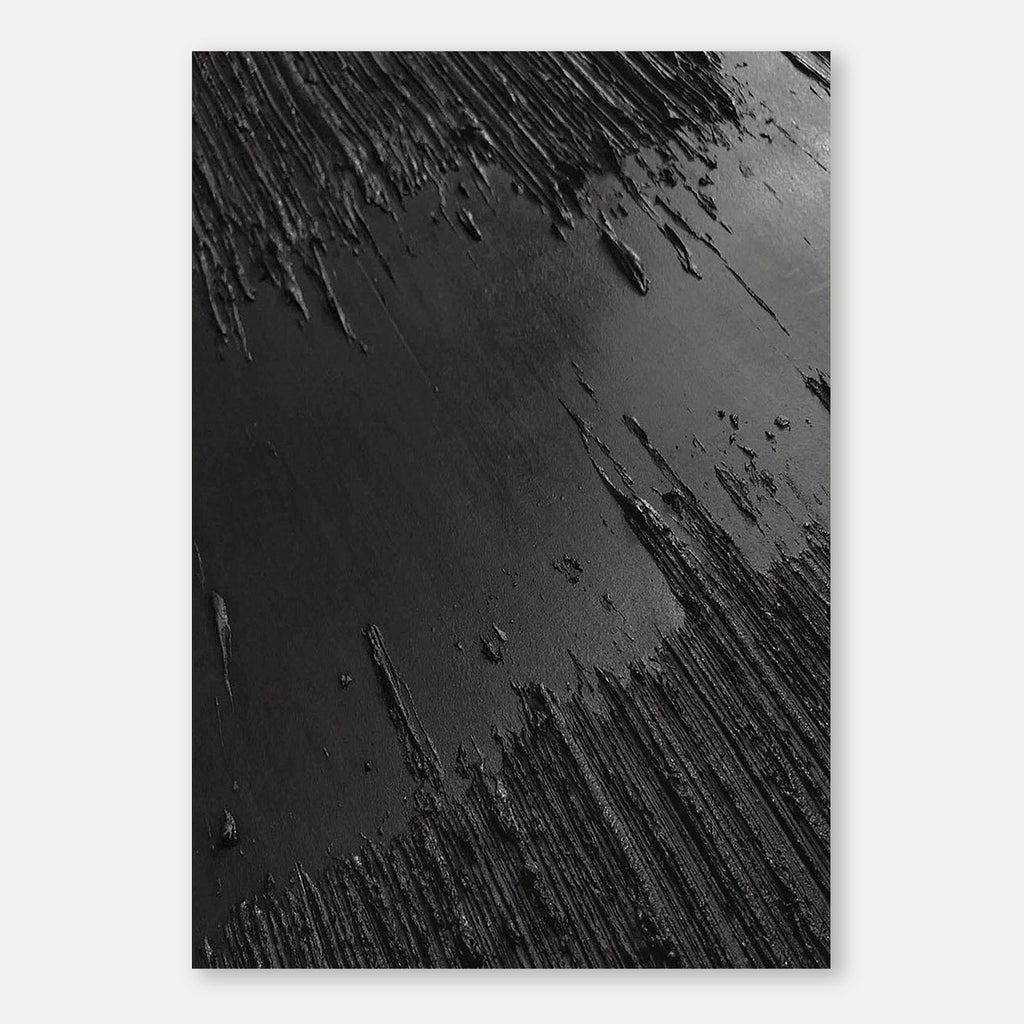 Close-up of the textured black acrylic on the Wabi-Sabi canvas art.
