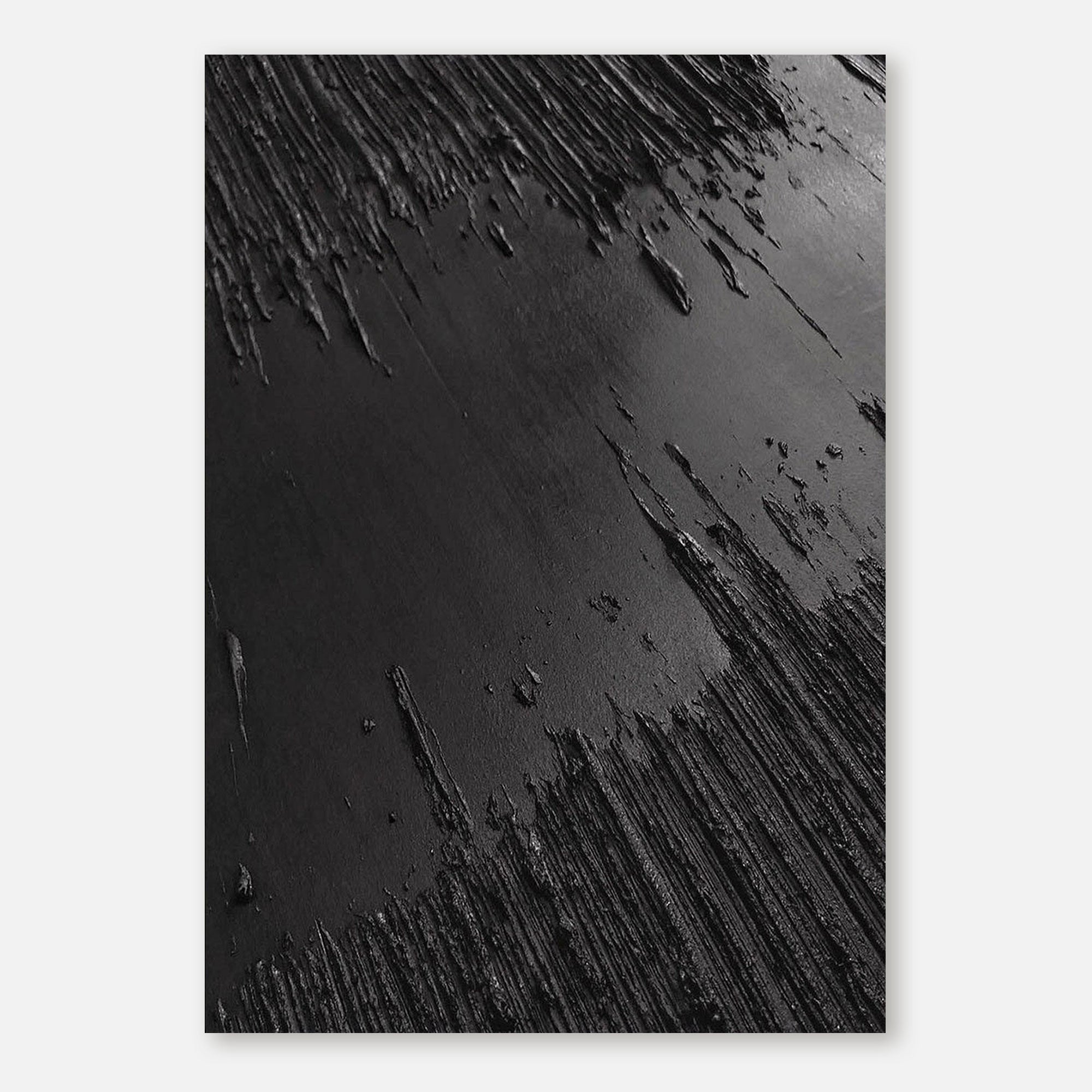 Close-up of the textured black acrylic on the Wabi-Sabi canvas art.