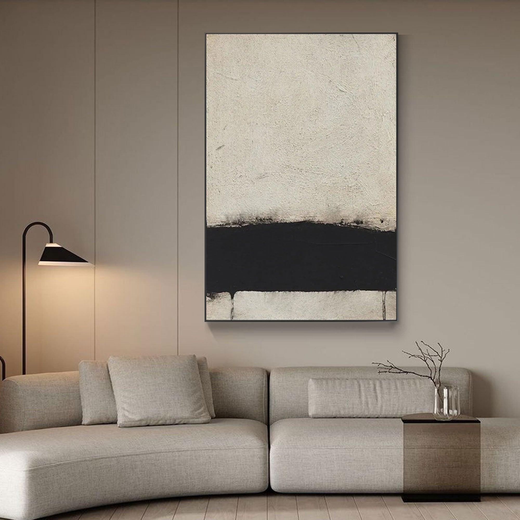 Black and White Minimalist Wabi-Sabi Wall Art - 'Interval'