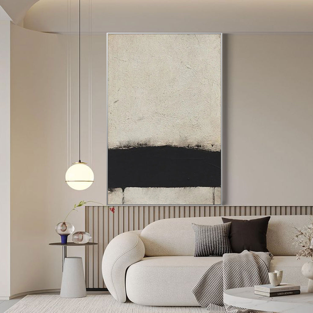 Close up of Interval painting, black stripe detail.
