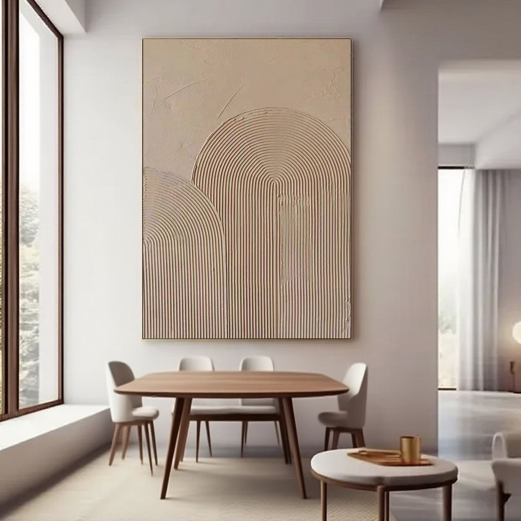 Wabi Sabi canvas art in a modern dining room setting.