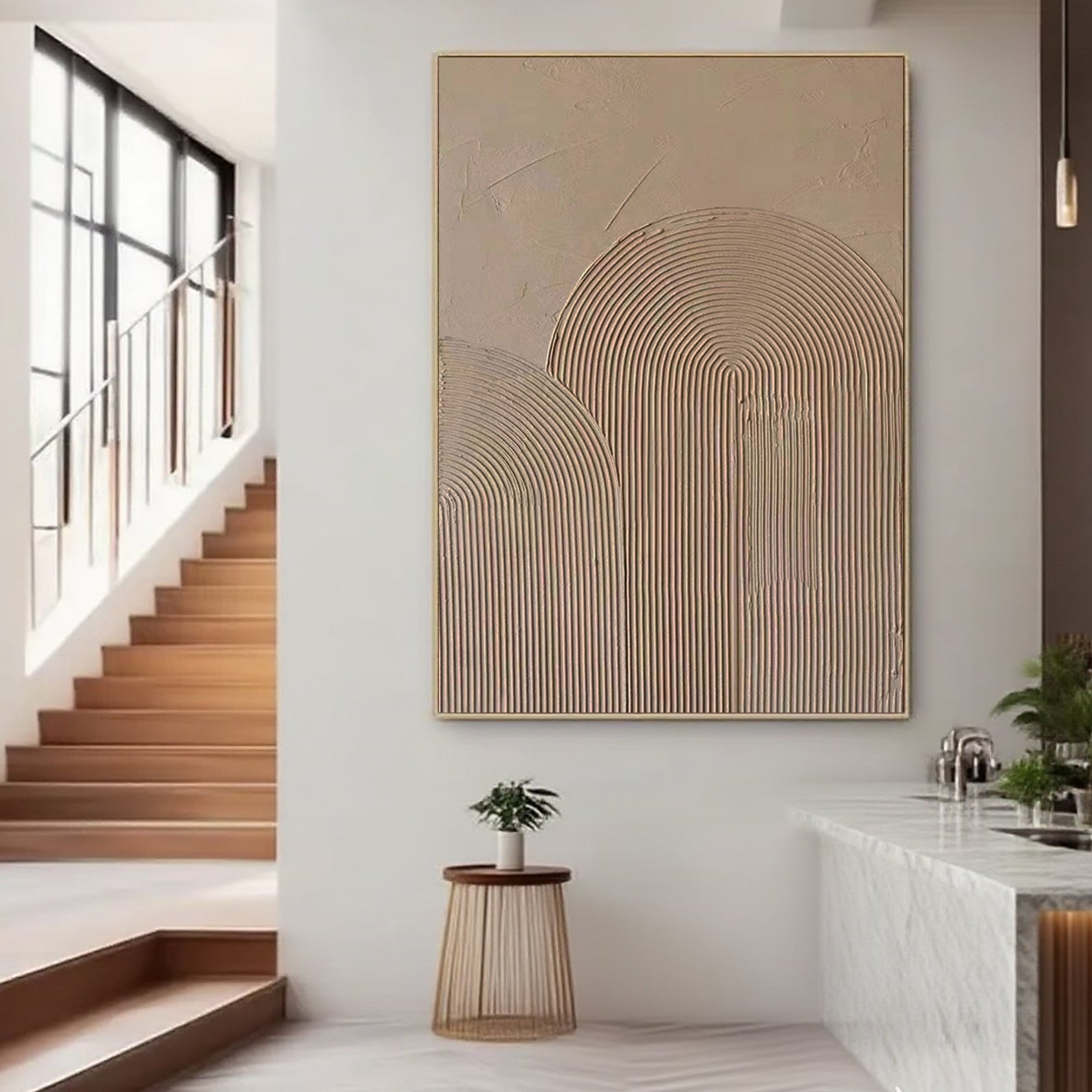Framed and rolled hand-painted canvas art.