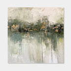 Lumi Gallery's Minimalist Wabi-Sabi Green Abstract Canvas Painting Silent Verdure