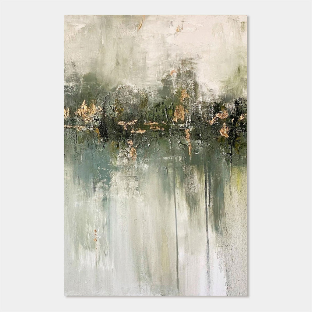 Verdant Stillness minimalist Wabi-Sabi green abstract canvas wall art Lumi Gallery