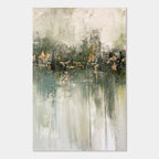 Verdant Stillness minimalist Wabi-Sabi green abstract canvas wall art Lumi Gallery