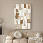 Beige and brown tones abstract art on canvas. Wabi Sabi style.