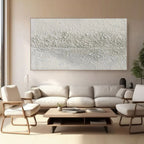 Close-up of a neutral-toned wabi-sabi painting, showcasing the 3D texture.