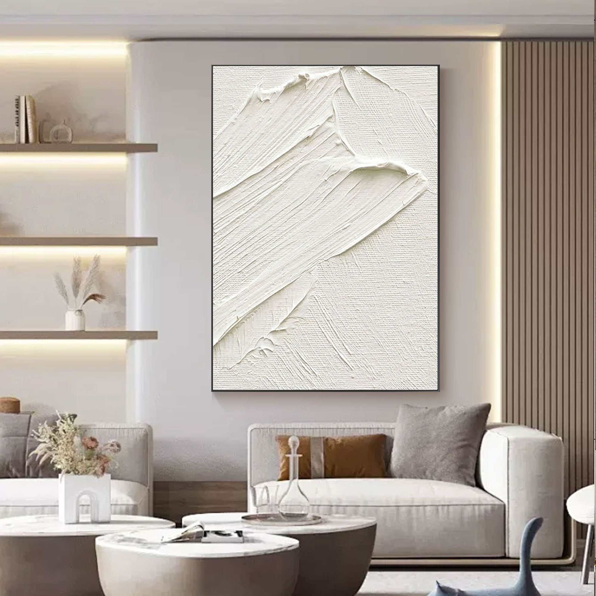 Serene Abstract Forms White Canvas
