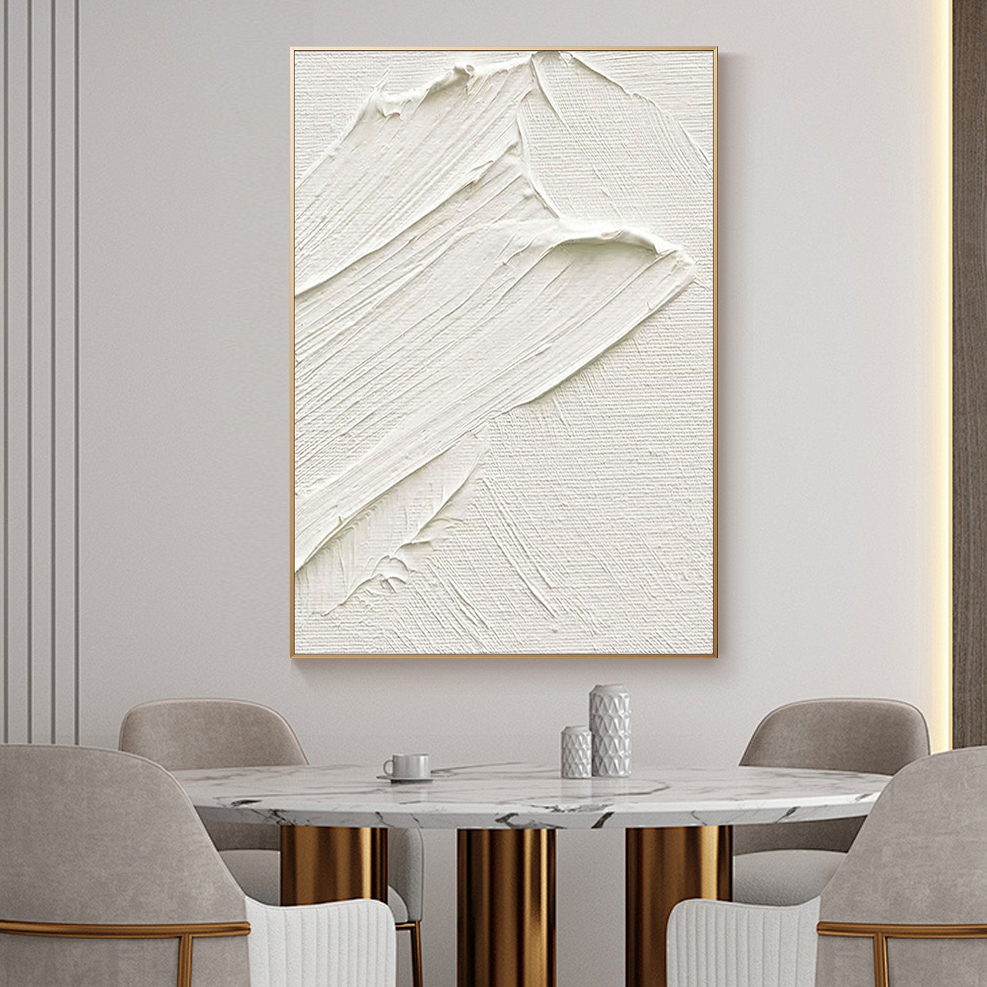 Calming Minimalist Textured Painting for Bedroom
