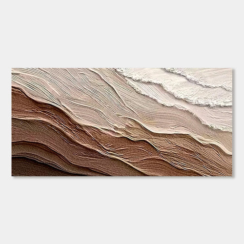 Minimalist abstract wave canvas art - earthen drift, textured layers, earth tones, Lumi Gallery