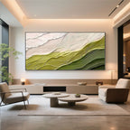 Verdant Rise minimalist abstract wave canvas art by Lumi Gallery in modern living room