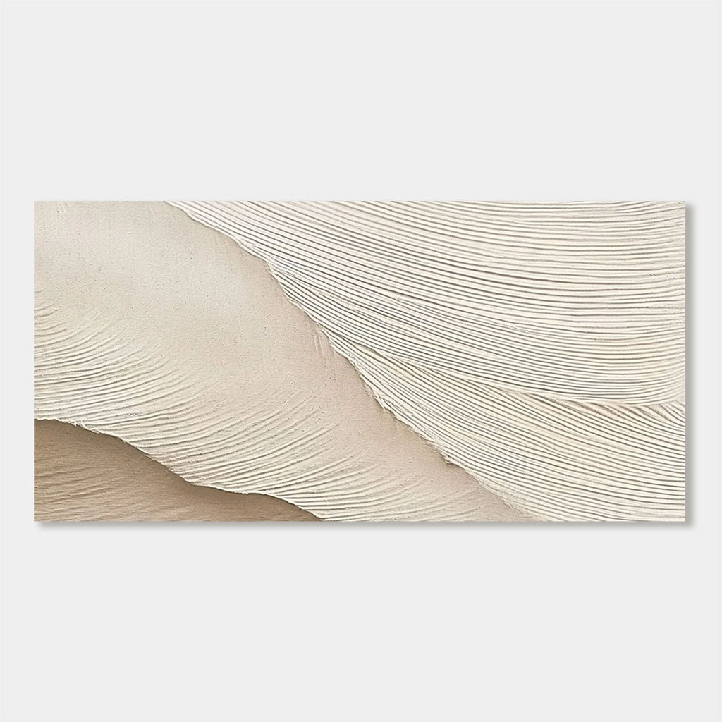 Lumi Gallery's minimalist abstract wave wall art with soft crests, neutral tones, textured canvas