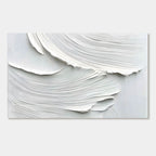 Lumi Gallery's minimalist abstract wave wall art - hand-painted textured white-gray canvas