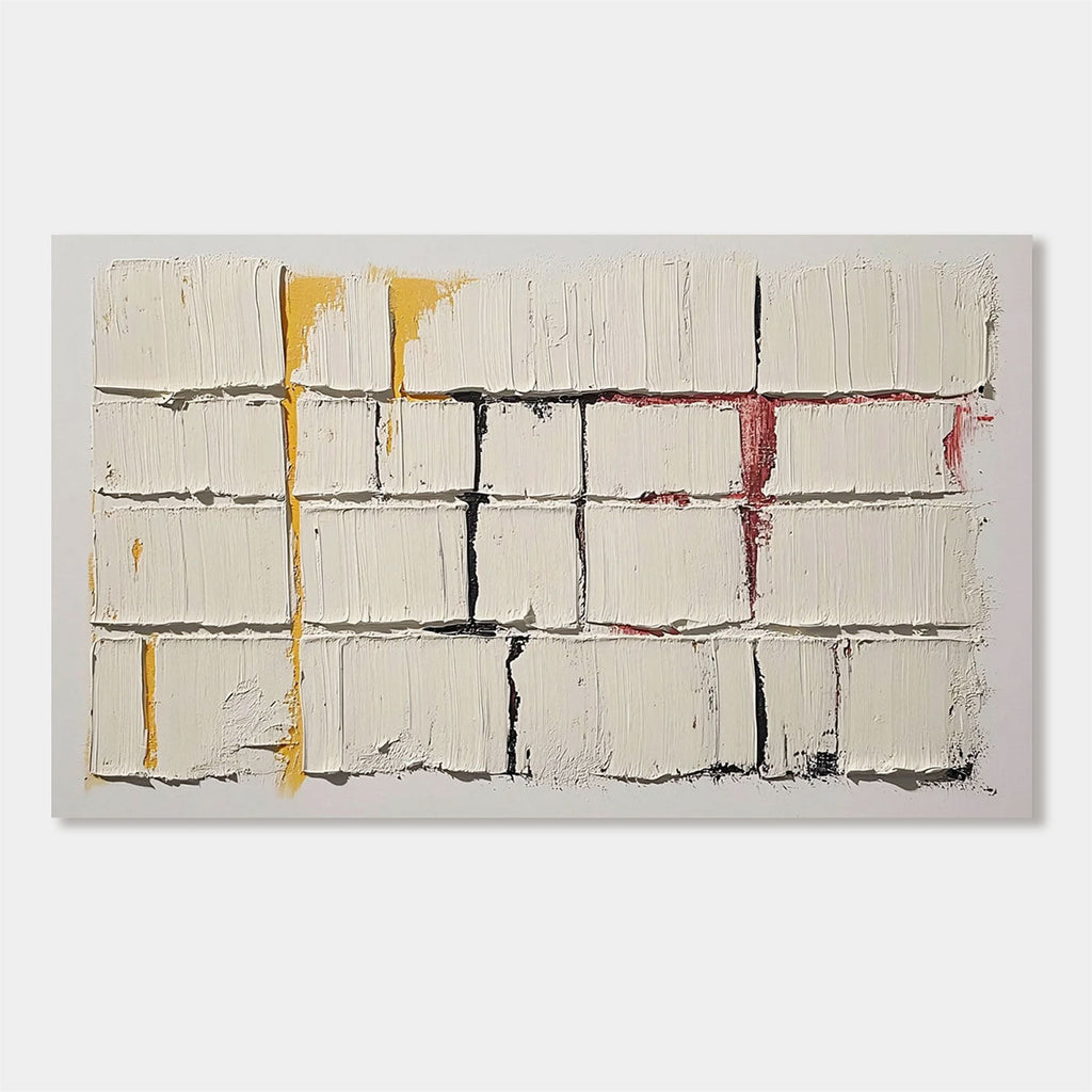 Abstract art piece with geometric patterns on a light gray background