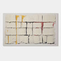 Abstract art piece with geometric patterns on a light gray background