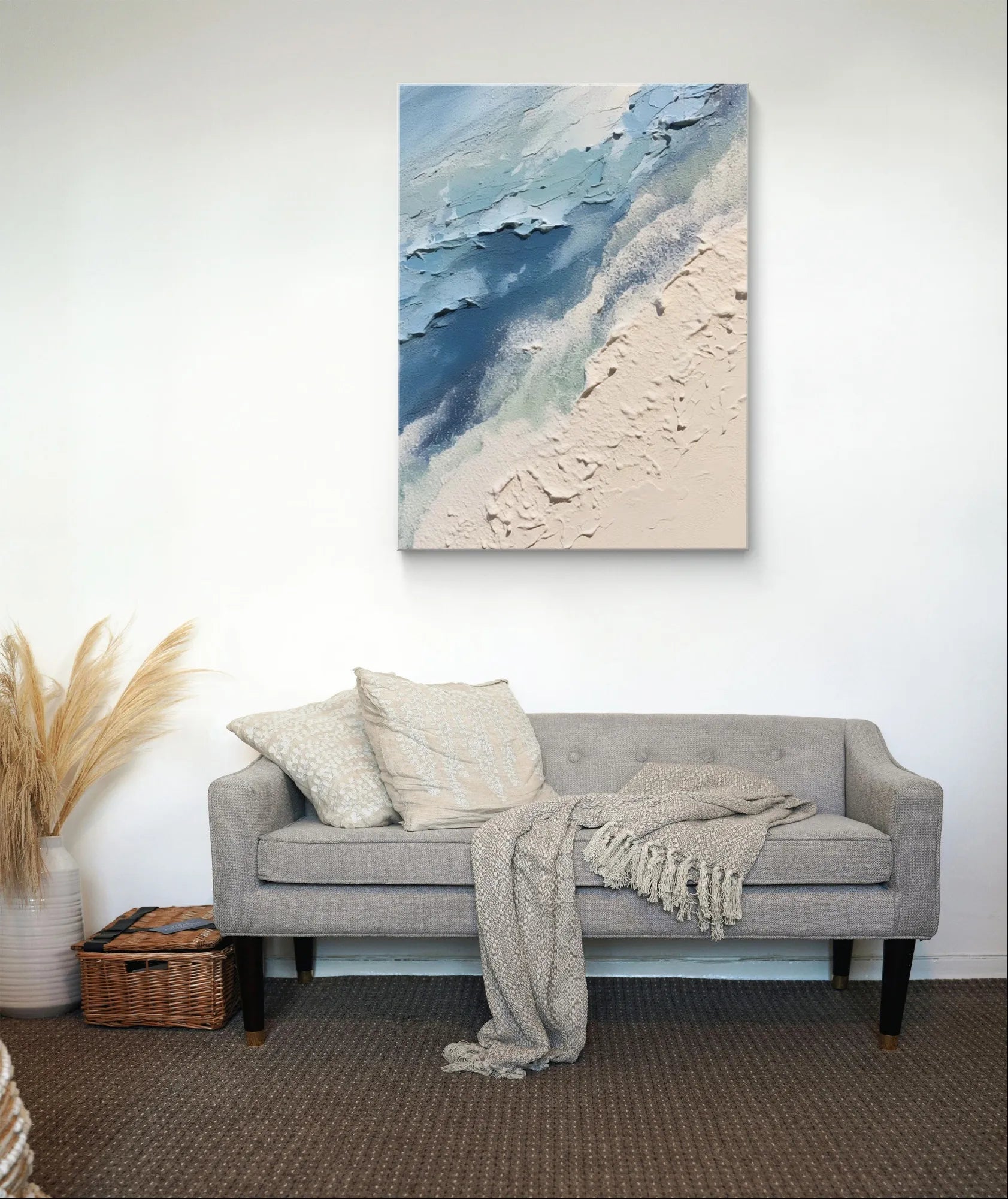 Modern Abstract Ocean Waves and Beach Textured Wall Art #SEA003