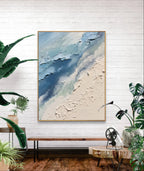 Modern Abstract Ocean Waves and Beach Textured Wall Art #SEA003