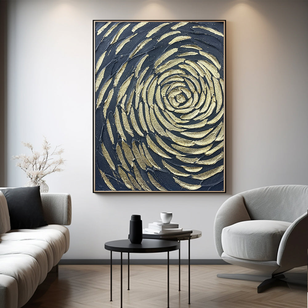 Modern living room with Midnight Rose abstract rose wall art.