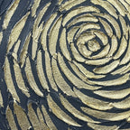 Midnight Rose abstract art featuring a gold textured rose on black canvas.