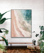 Modern Abstract Seascape with Textured Blue and Beige Tones #SEA004