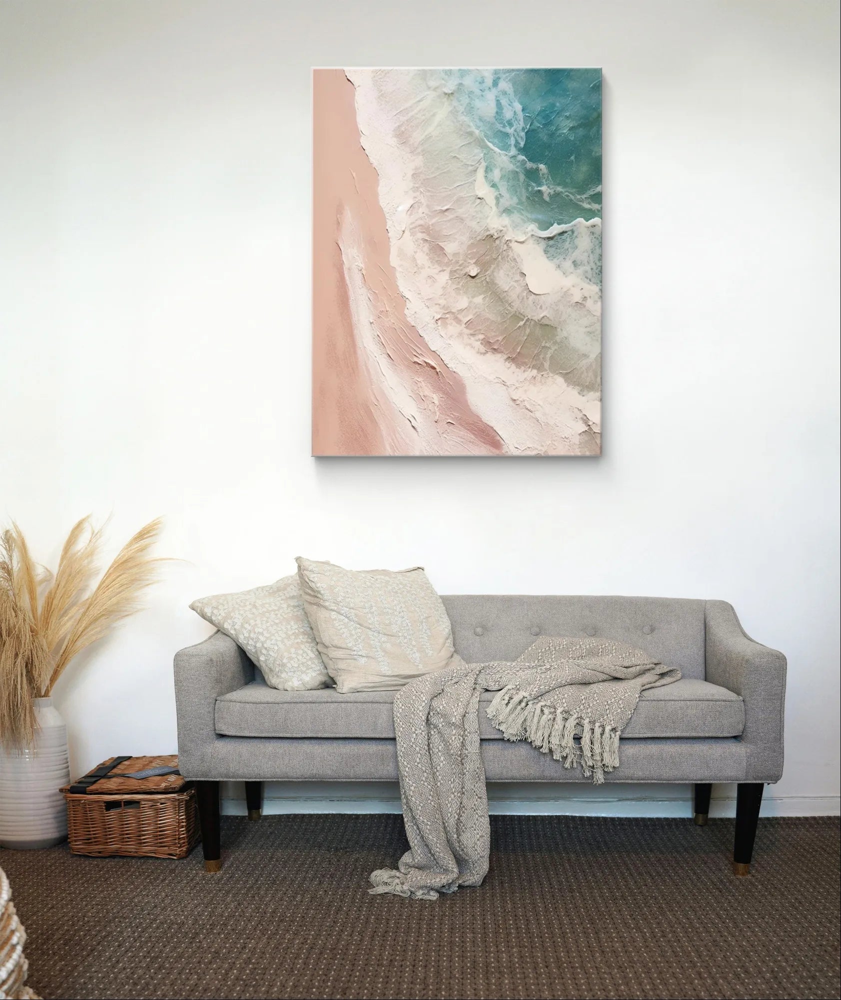 Modern Abstract Seascape with Textured Blue and Beige Tones #SEA004