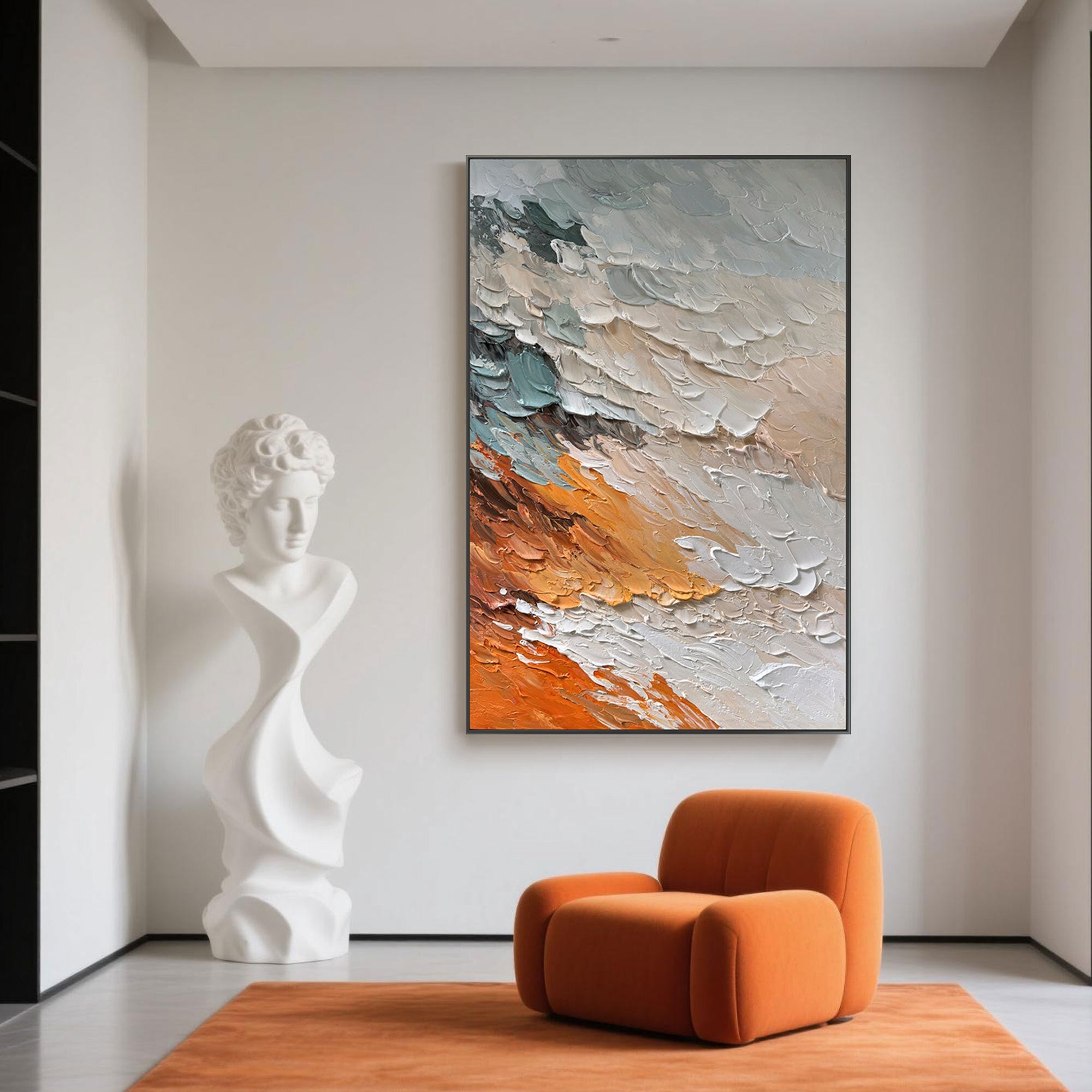 'Molten Light' abstract art with bold 3D texture strokes.