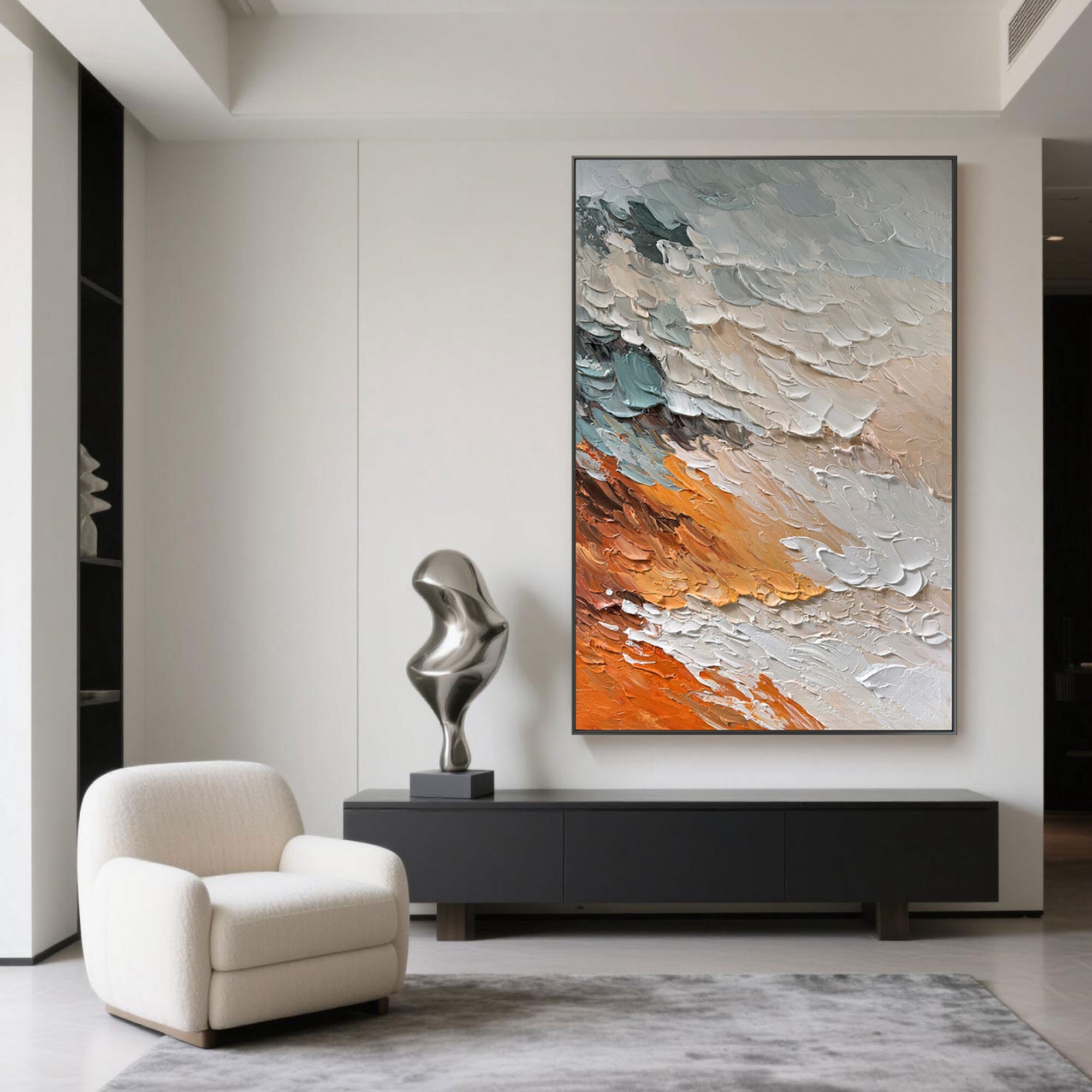 Modern abstract 'Molten Light' wall art on display.