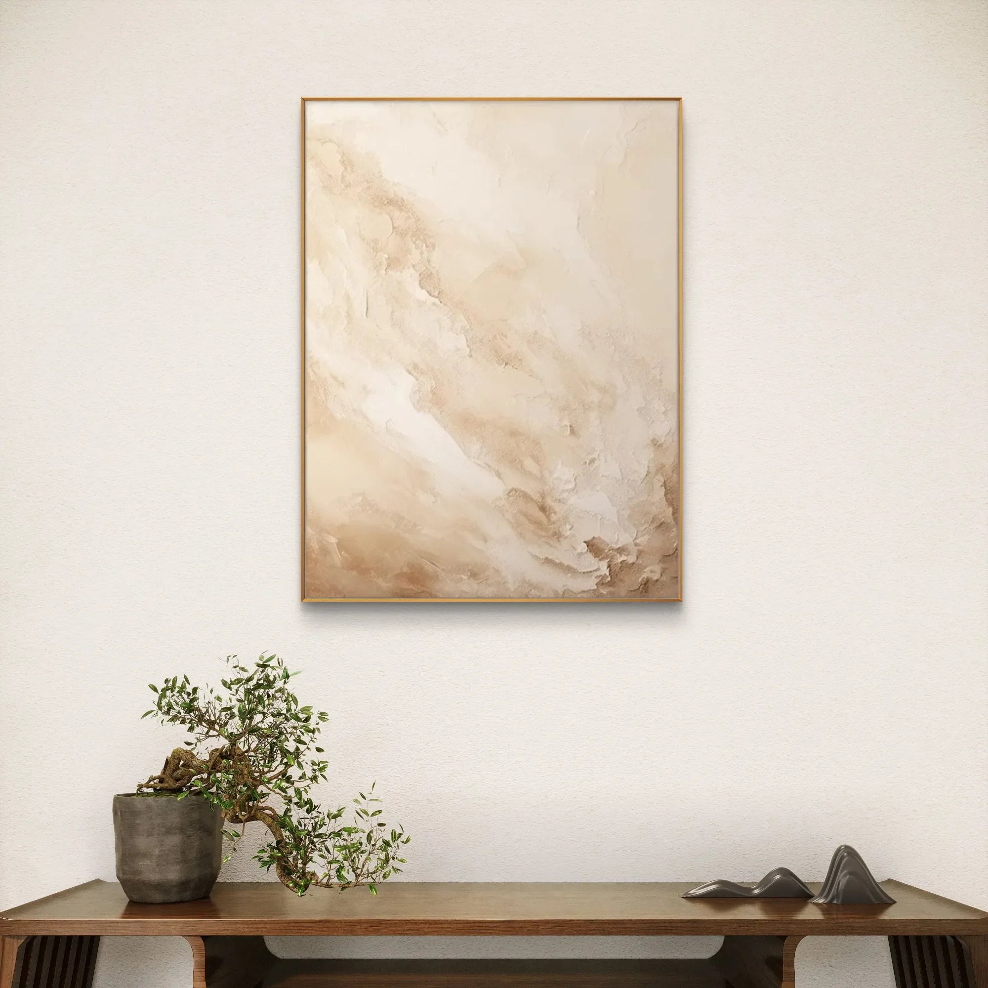 Modern Minimalist Beige and White Canvas Art #WS006
