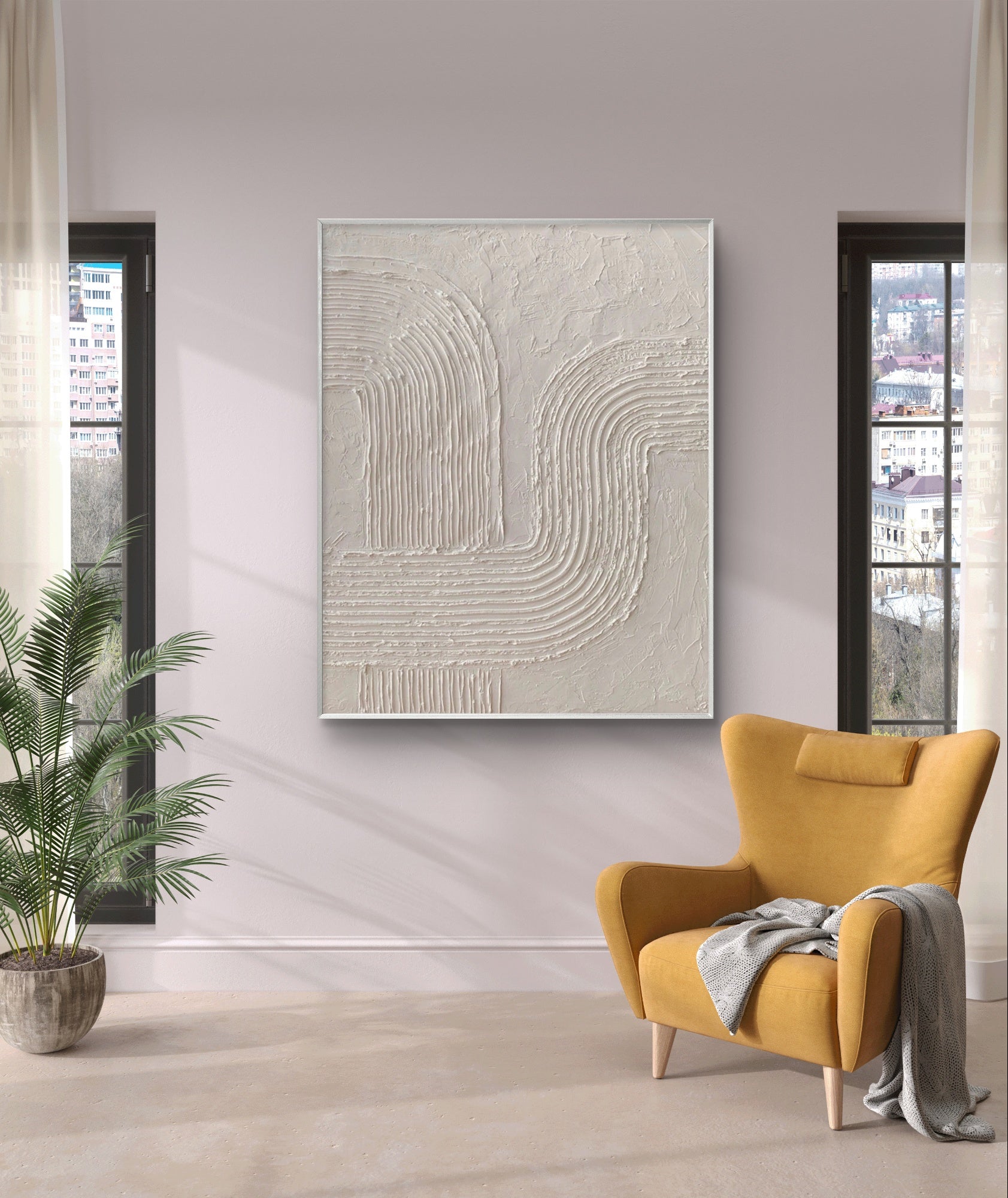 Minimalist Wabi-Sabi textured art with natural textures and simple lines, offering a unique visual and tactile experience.
