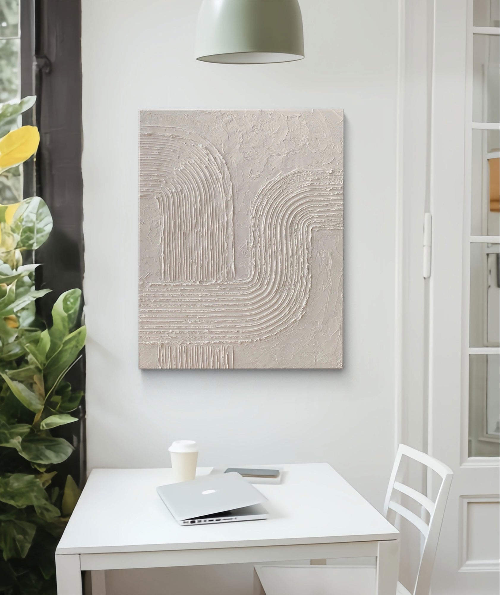 Minimalist Wabi-Sabi textured art with natural textures and simple lines, offering a unique visual and tactile experience.