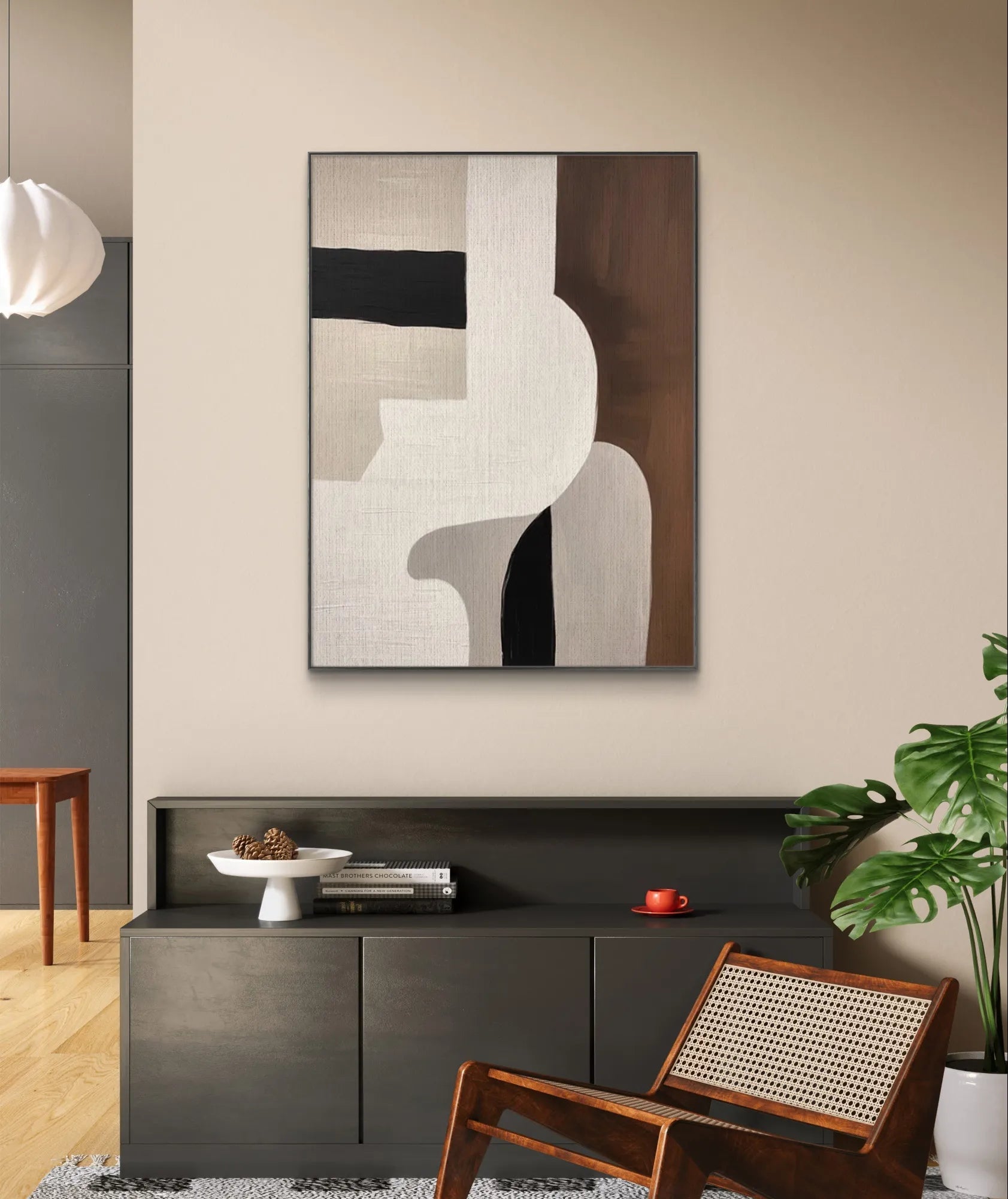 Modern Scandinavian Geometric Art in Neutral Tones #WS012