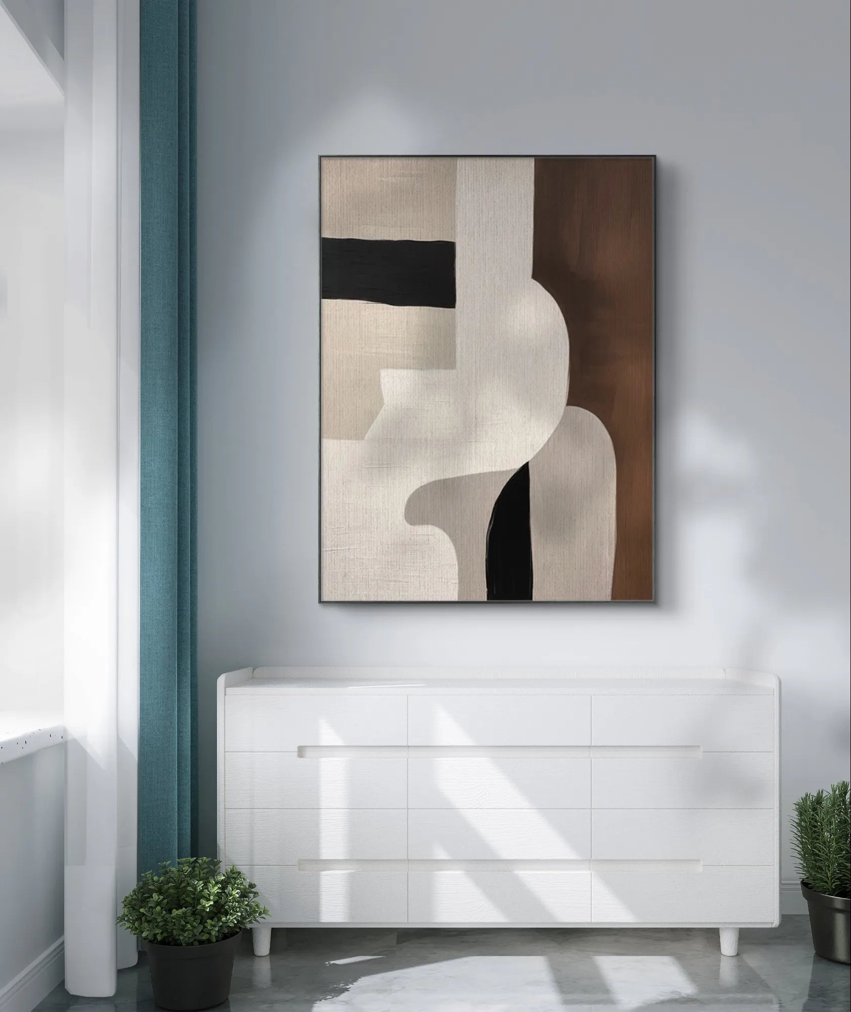 Modern Scandinavian Geometric Art in Neutral Tones #WS012