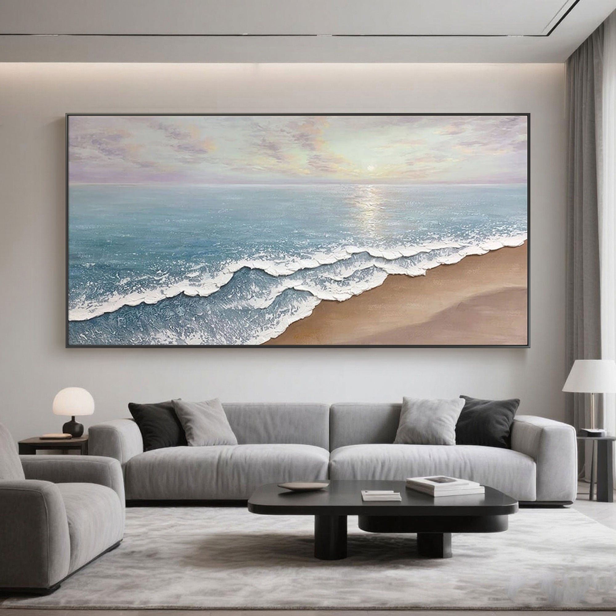 Modern Seascape 3D Textured Wall Art | Coastal Wave