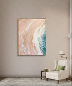 Modern Textured Beach Scene in Pink and White Tones#SEA002
