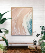 Modern Textured Beach Scene in Pink and White Tones#SEA002
