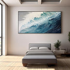 Abstract art of crashing wave with sandy shore, horizontal canvas print.